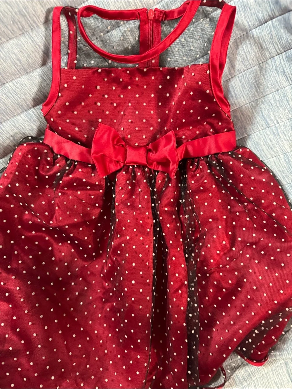 Penelope Mack Red Polka Dot Girls' Party Dress with Bow Accent